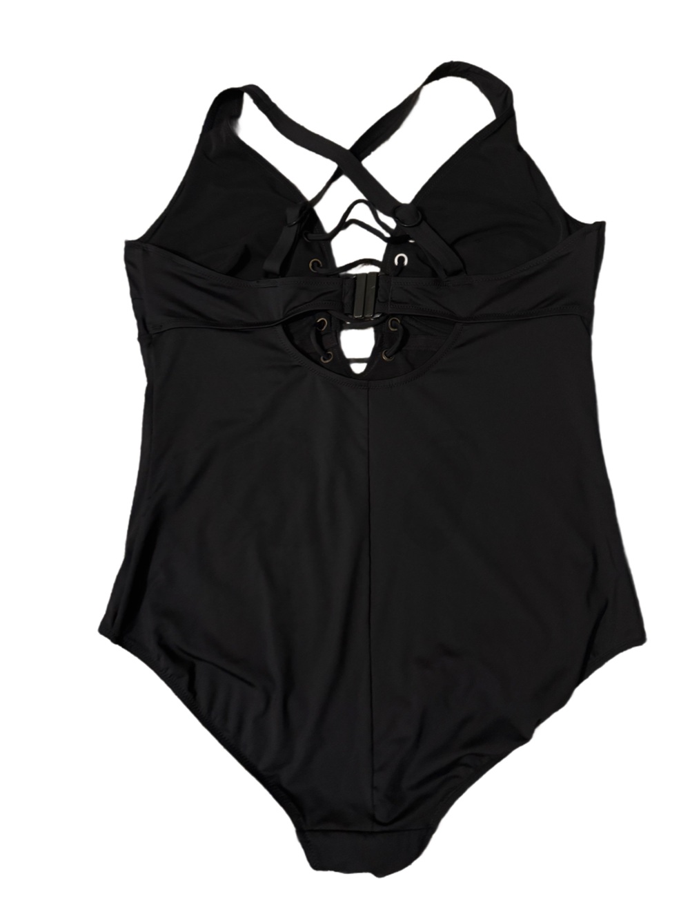 City Chic Black Lace-Up One-Piece Swimsuit - Picture 2 of 2